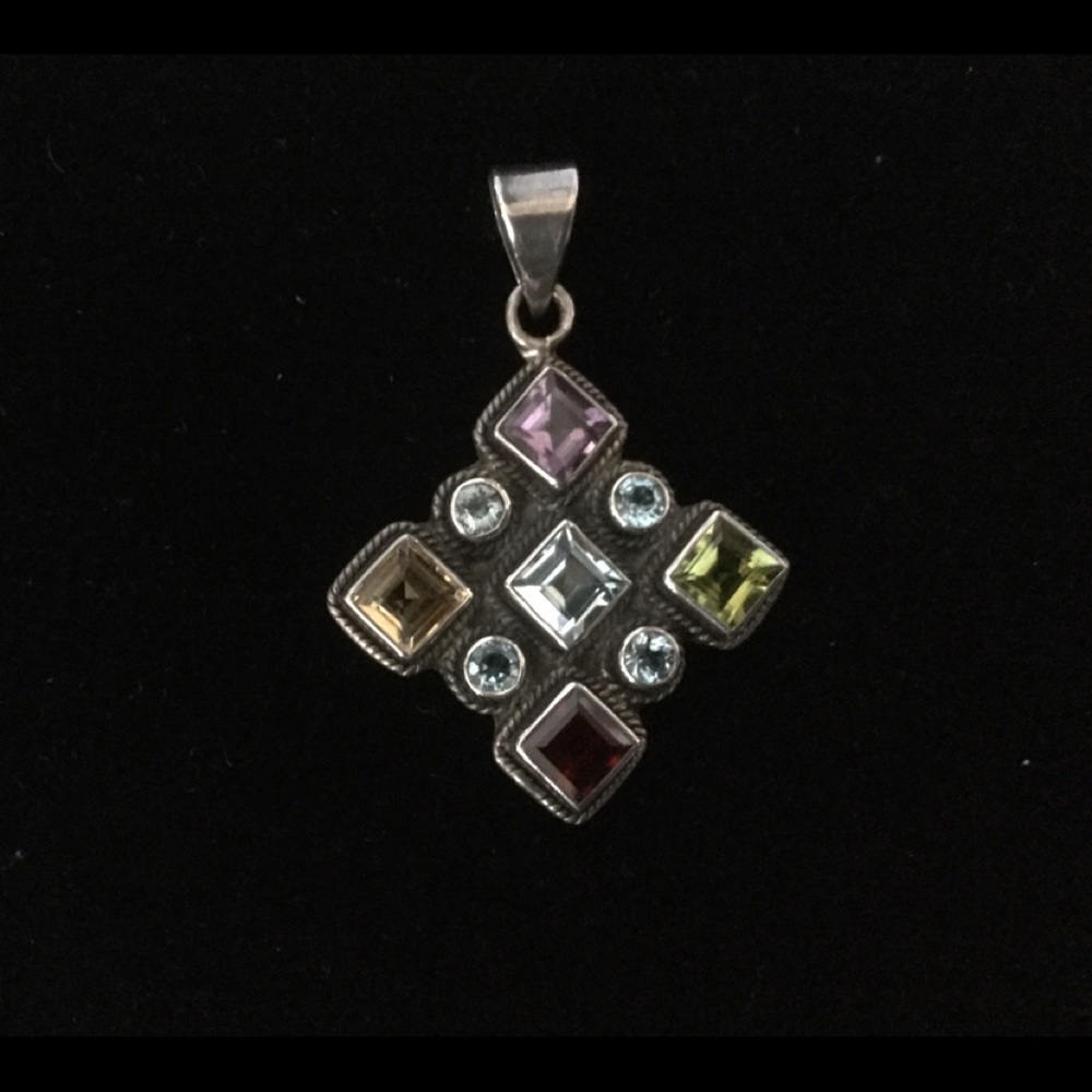 Cut stone pendant 925 silver